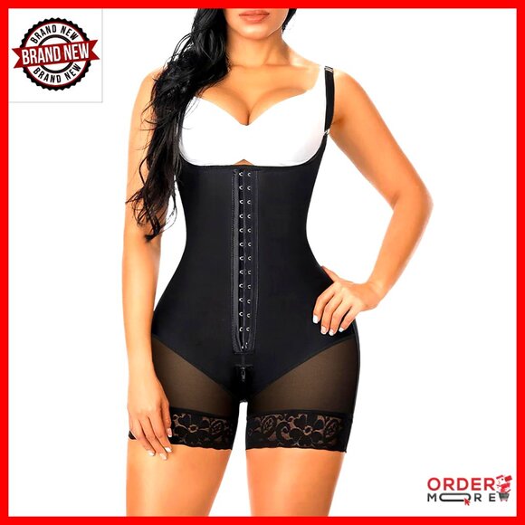 Tummy Control Shapewear Bodysuit Post Surgery Compression Garment Zipper Crotch